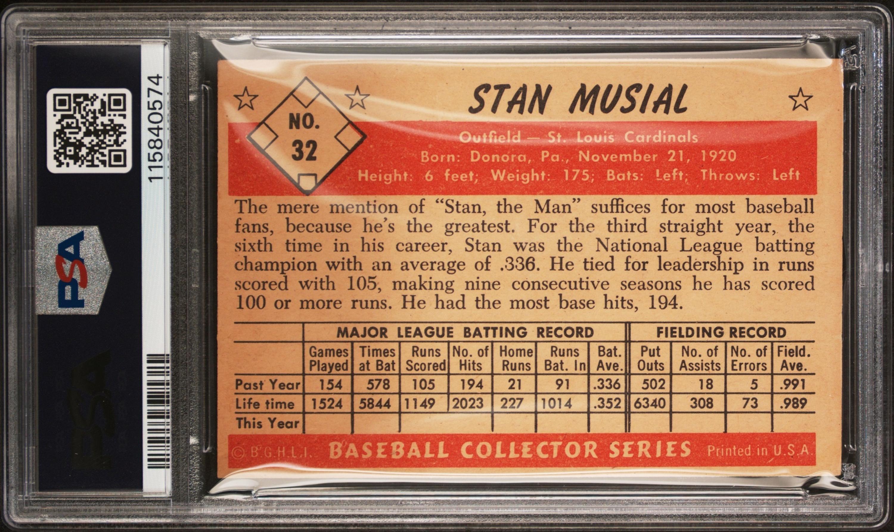 A 1953 Bowman Color Stan Musial Baseball Card No. 32 (PSA 4 VG-EX)