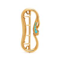 VICTORIAN, YELLOW GOLD AND TURQUOISE SNAKE BUCKLE/BROOCH