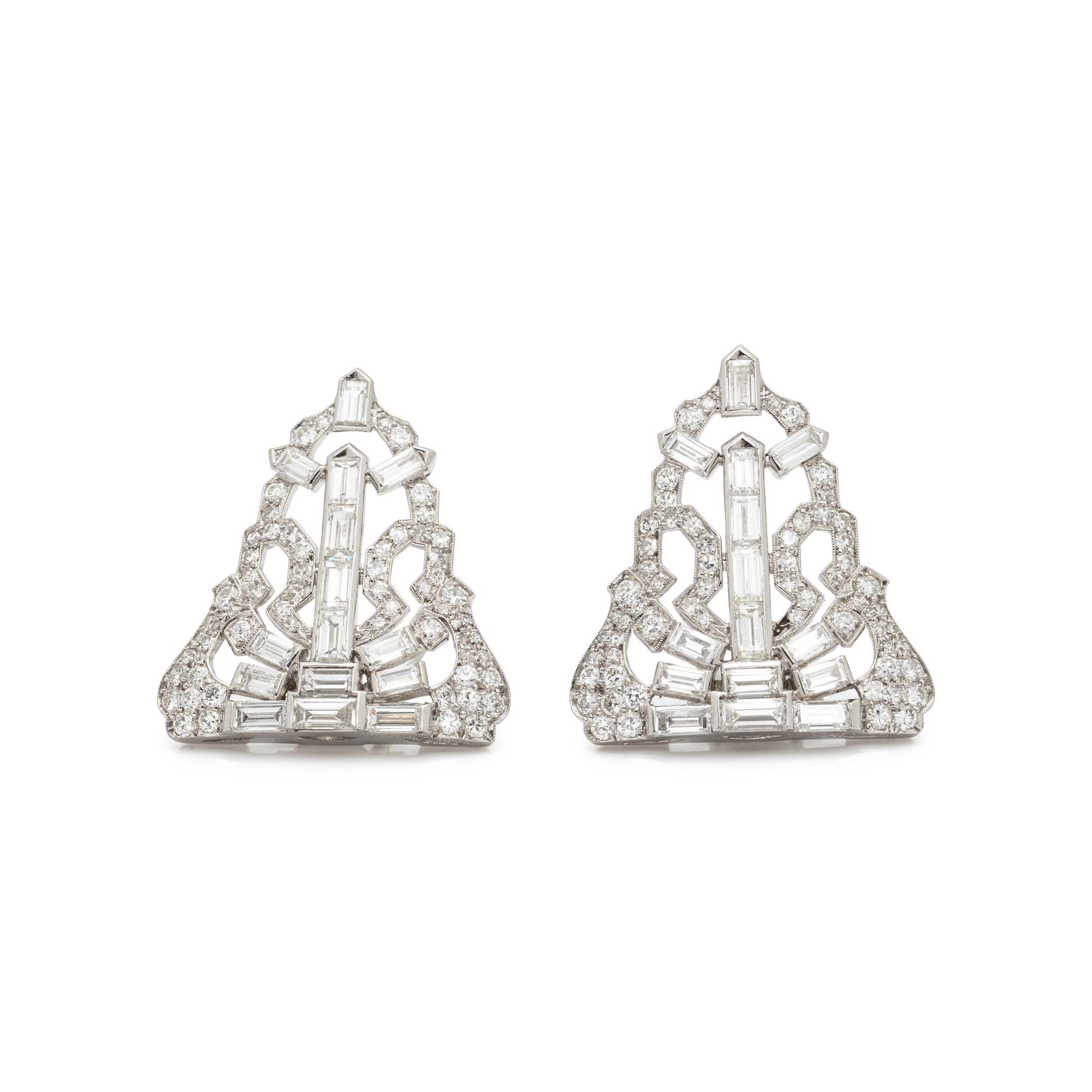 J.E. CALDWELL & CO., PLATINUM AND DIAMOND CONVERTIBLE DRESS CLIPS