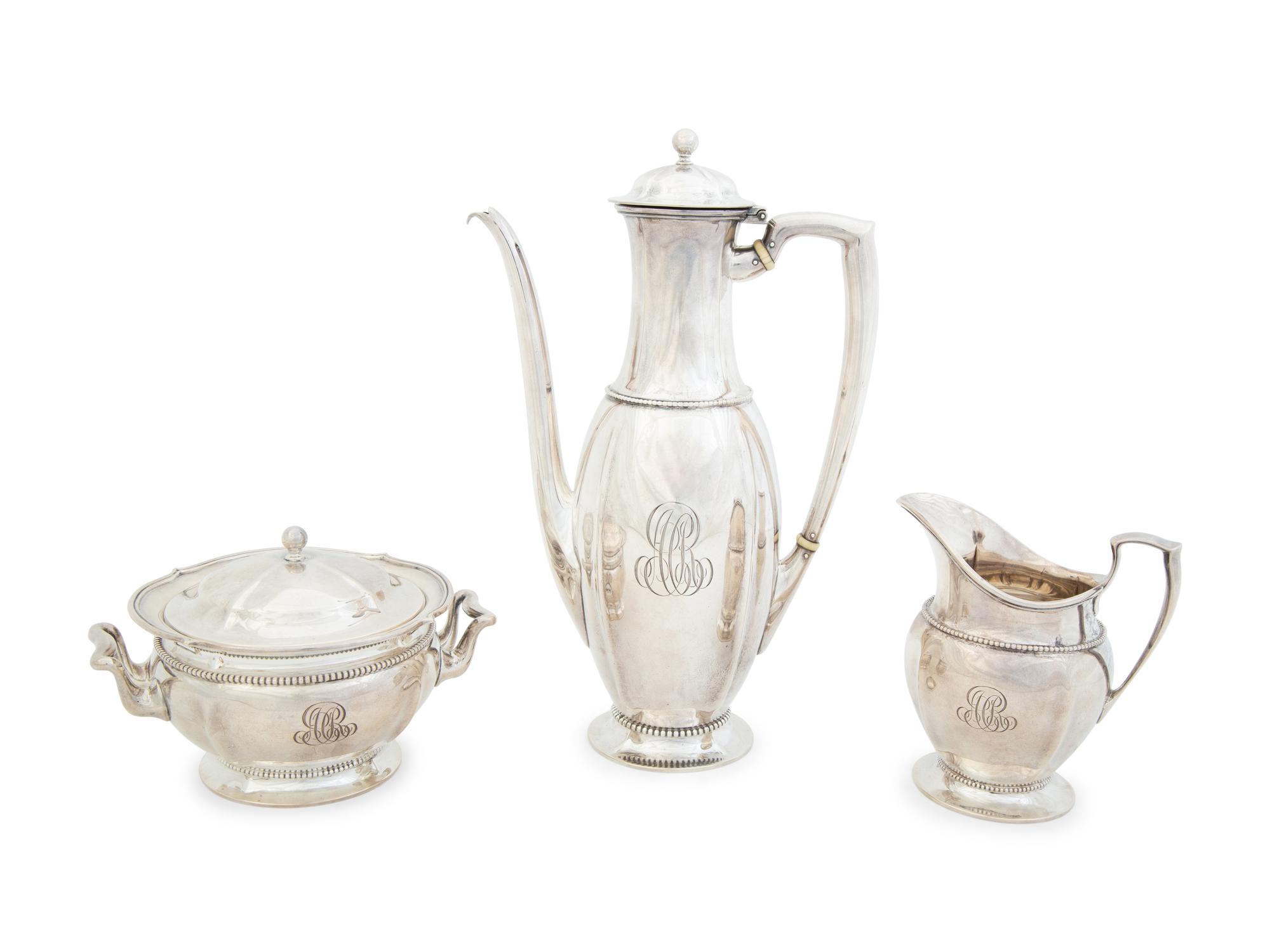A Tiffany & Co. Silver Three Piece Coffee Service