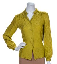 A Mila Schon Chartreuse Patterned Blouse, Size 4.