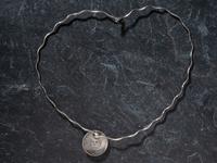 Sterling Silver and Painted Pottery Necklace