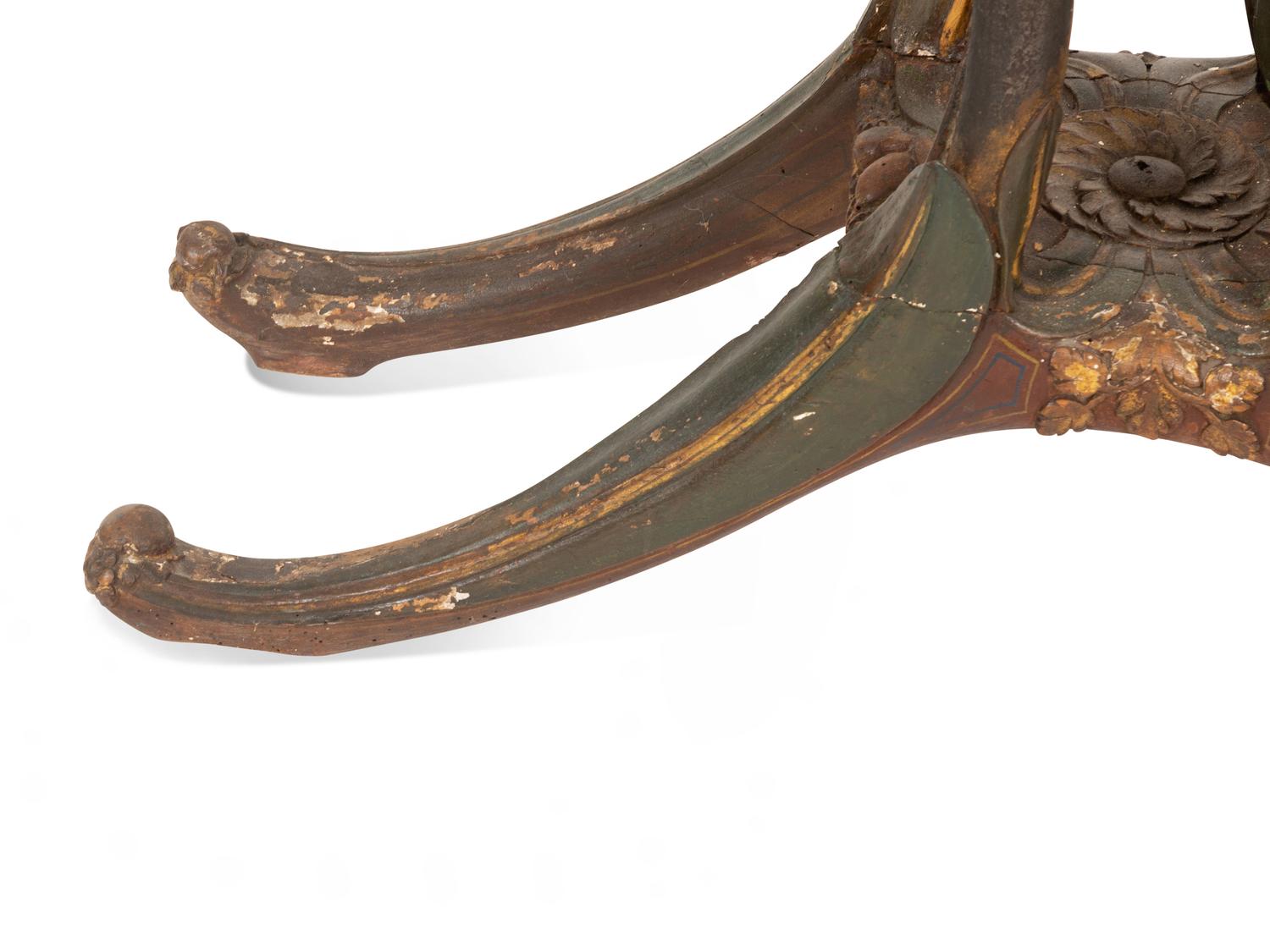 A Venetian Painted and Parcel Gilt Gondola Chair