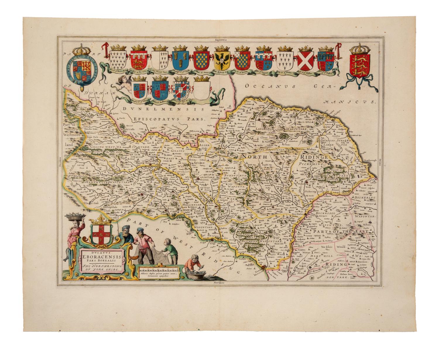 BLAEU, Joan (1596-1673). Ducatus Eboracensis pars Borealis, The North Riding of York Shire. Amsterdam, ca 1662.