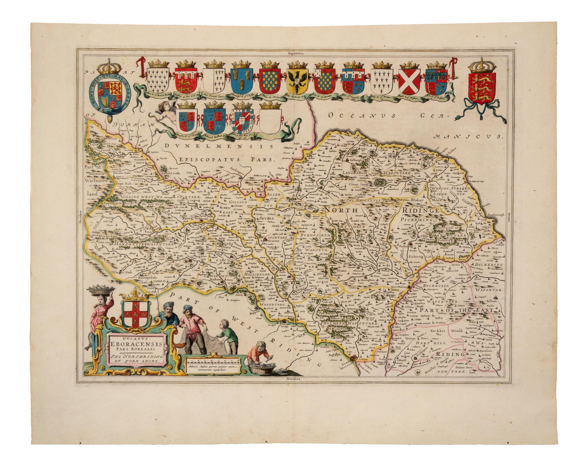 BLAEU, Joan (1596-1673). Ducatus Eboracensis pars Borealis, The North Riding of York Shire. Amsterdam, ca 1662.