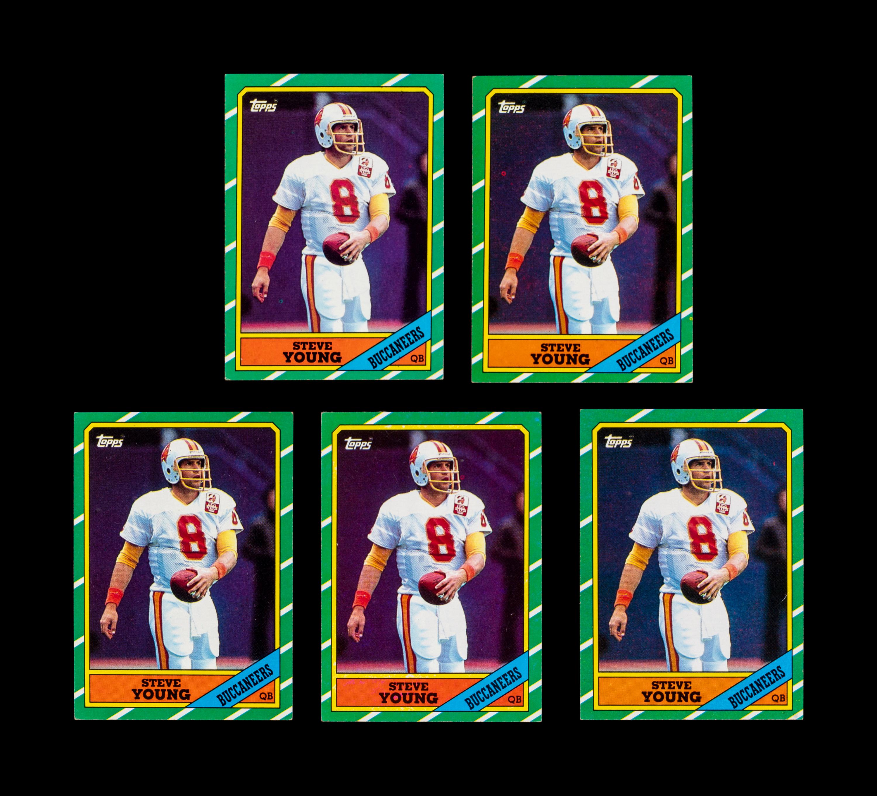 A Group of Five 1986 Topps Steve Young Rookie Football Cards No. 374