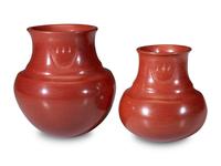 Pair of Redware Pottery Jars, with Bear Paws