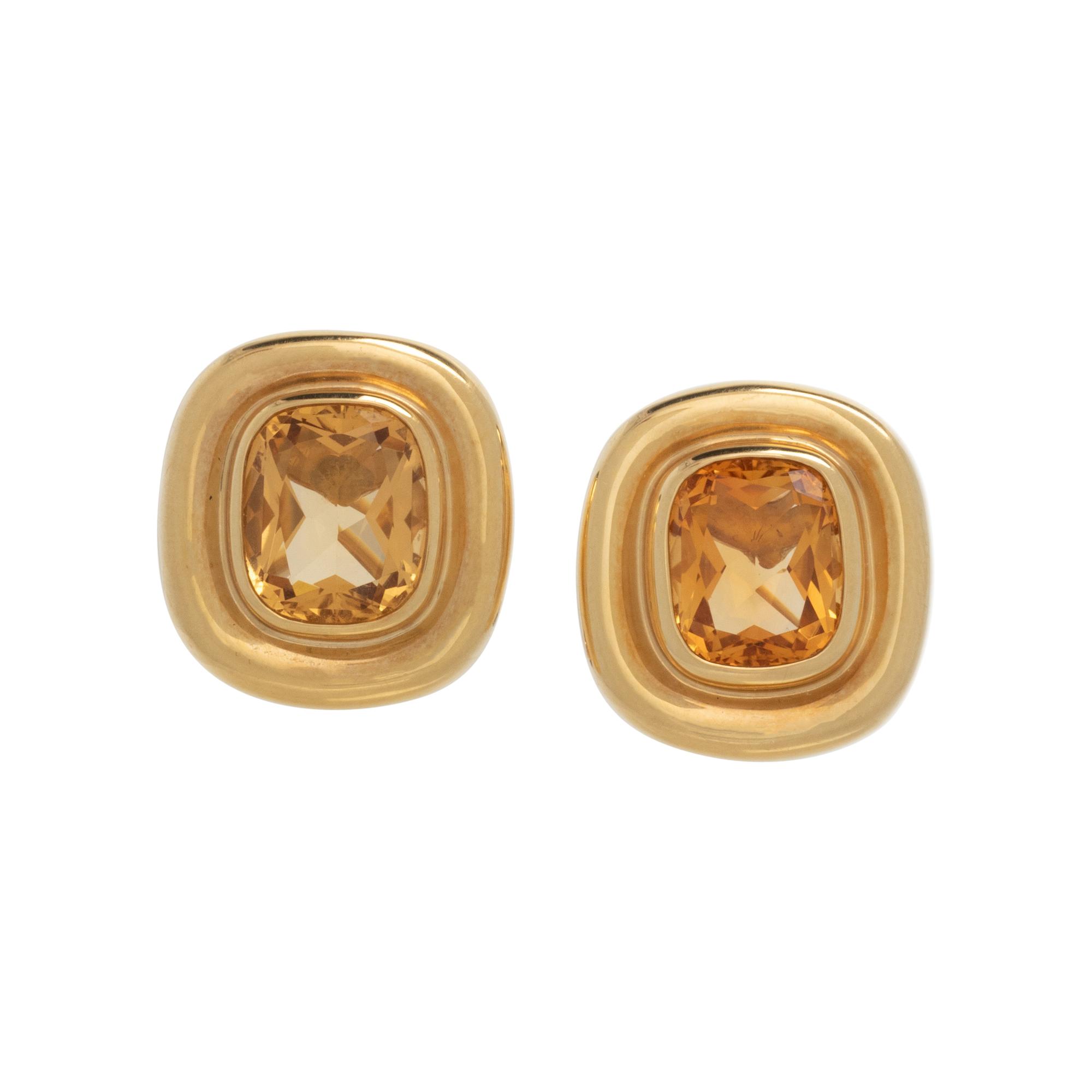TIFFANY & CO., PALOMA PICASSO, YELLOW GOLD AND CITRINE CLIP EARRINGS