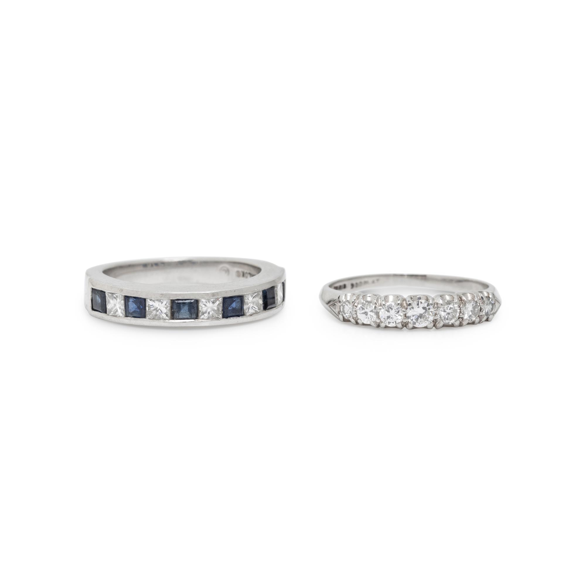 TWO PLATINUM AND DIAMOND BANDS