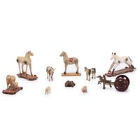 Eight Miniature Painted Papier-Mâché Animal Figures