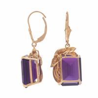 Amethyst, Yellow Gold, and Diamond Earrings