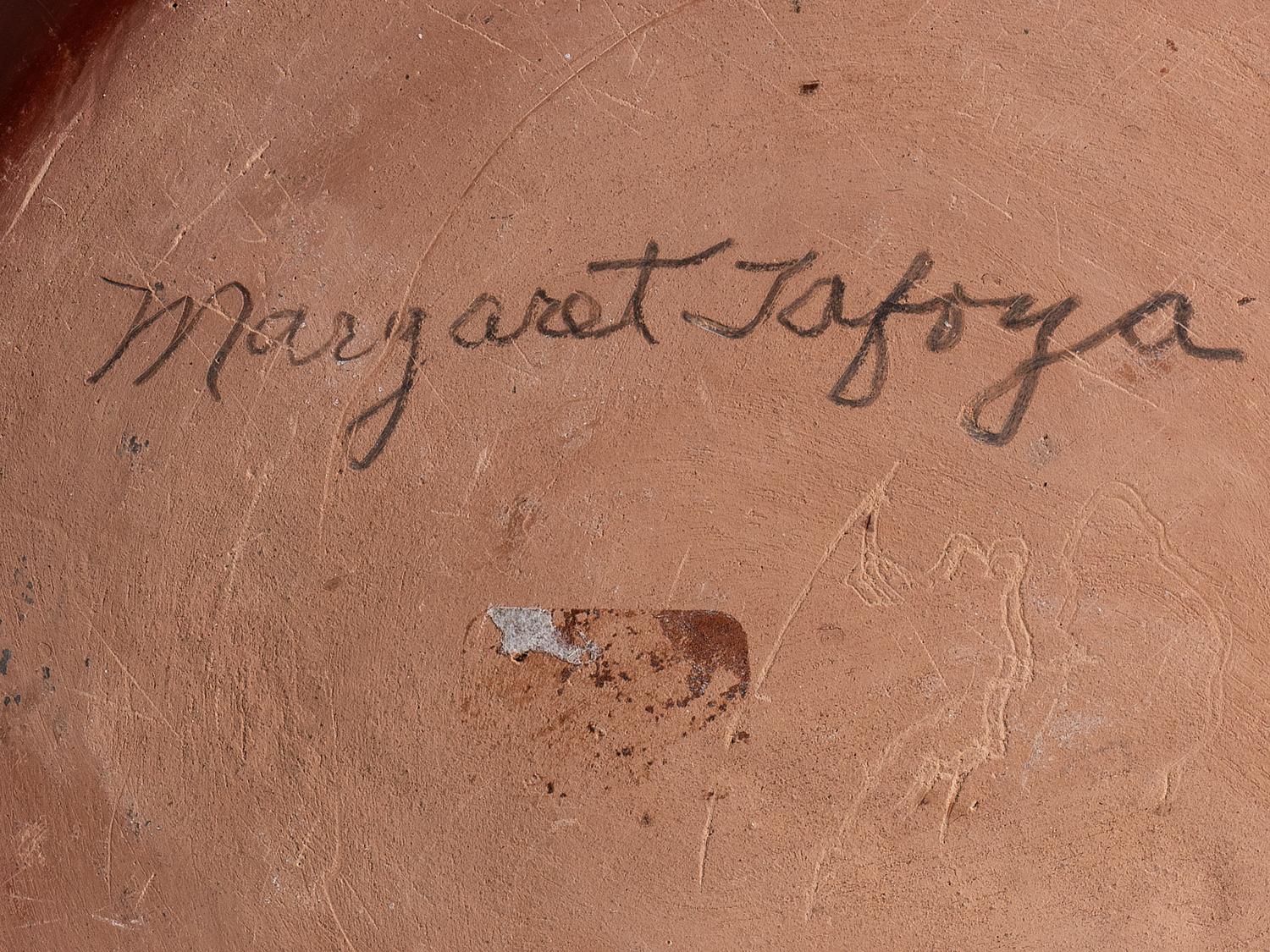 Carved Redware Pottery Vase, with Avanyu