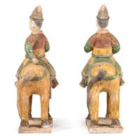 A Pair of Chinese Terracotta Equestrian Figures