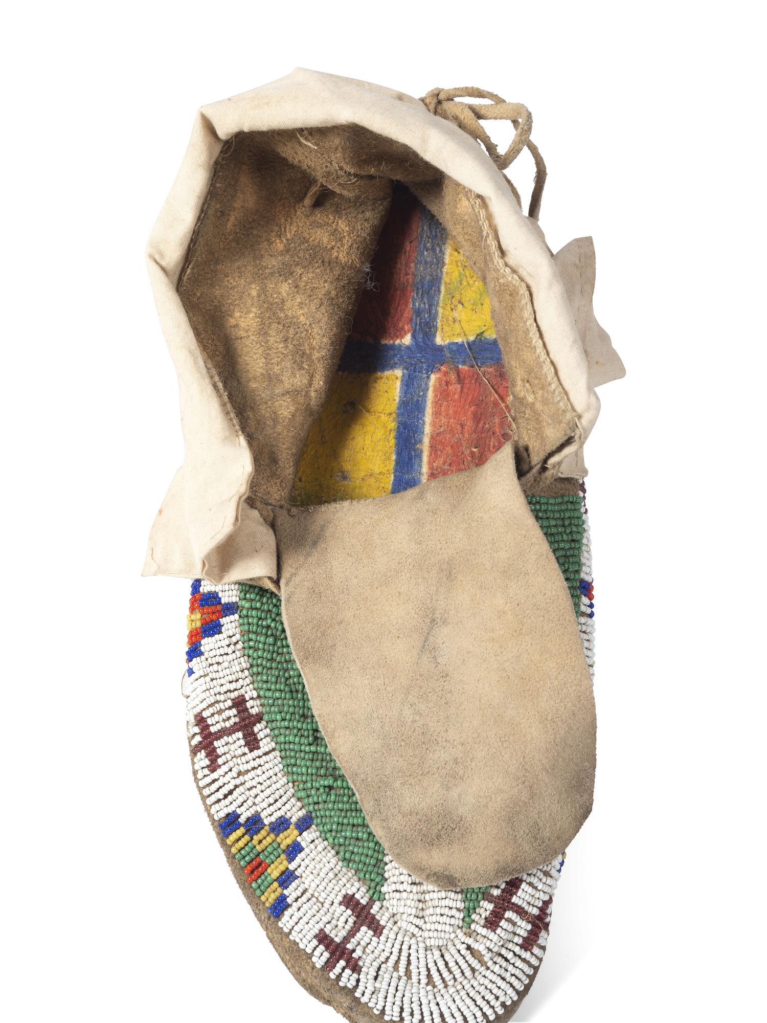 Sioux Beaded Hide Moccasins, with Horse Tracks