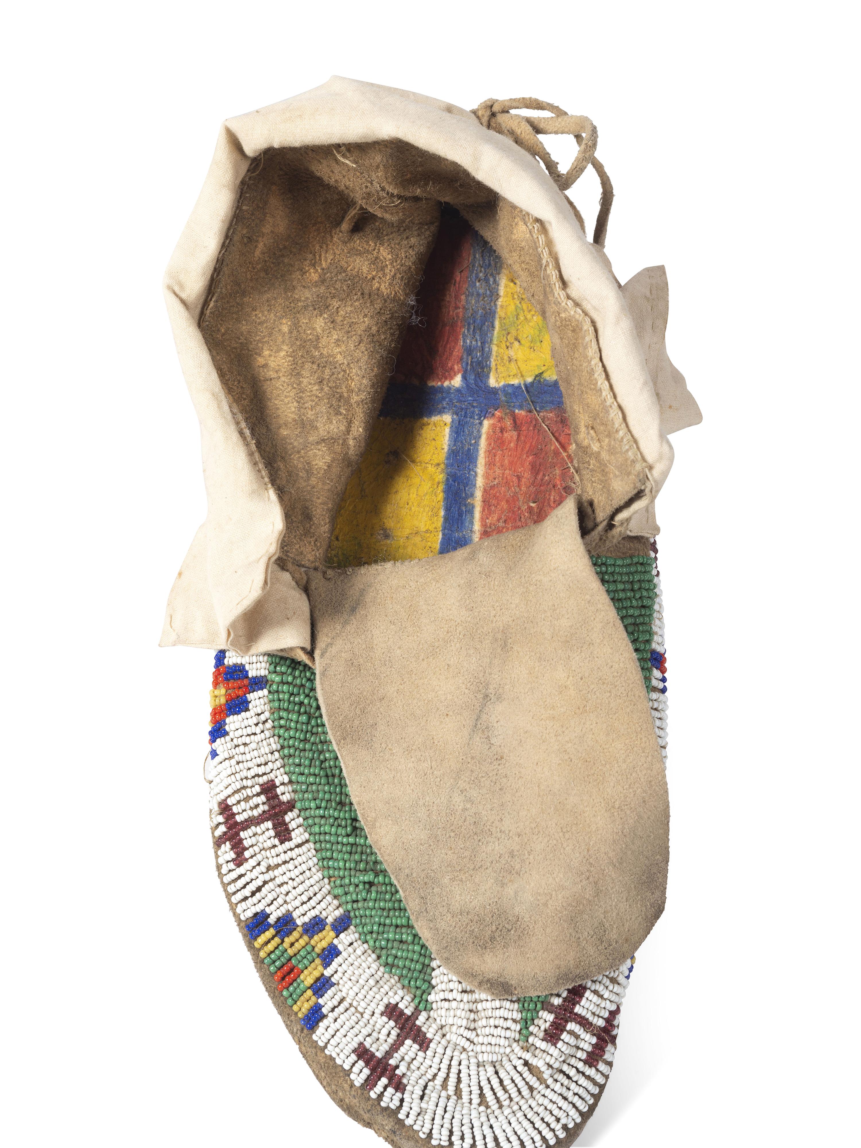Sioux Beaded Hide Moccasins, with Horse Tracks