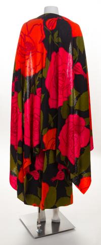 An Arnold Scaasi Multicolor Wool Floral Evening Skirt and Wrap, No size.