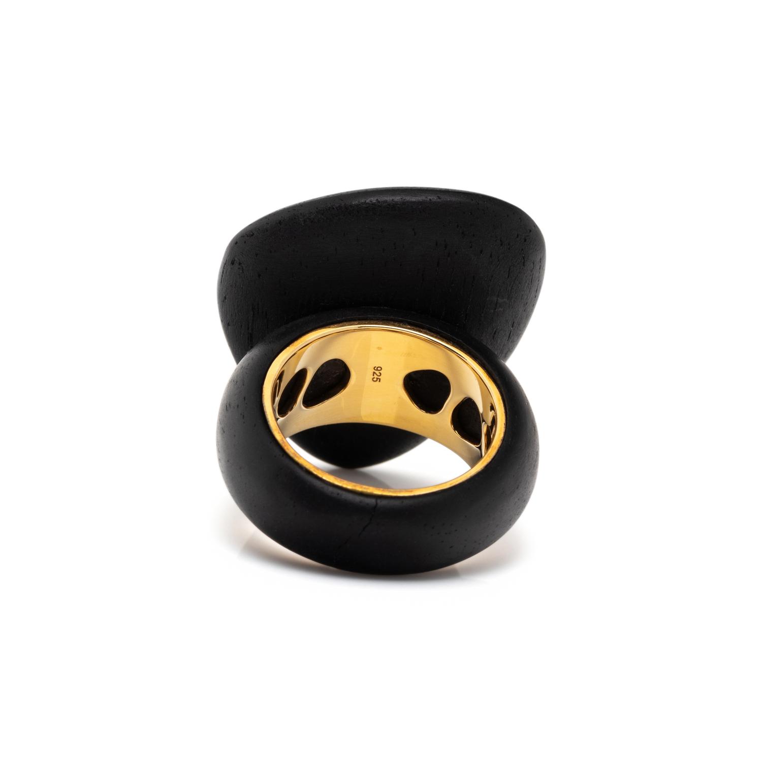 ROBERTO COIN, EBONY WOOD AND DIAMOND 'CAPRI PLUS' RING
