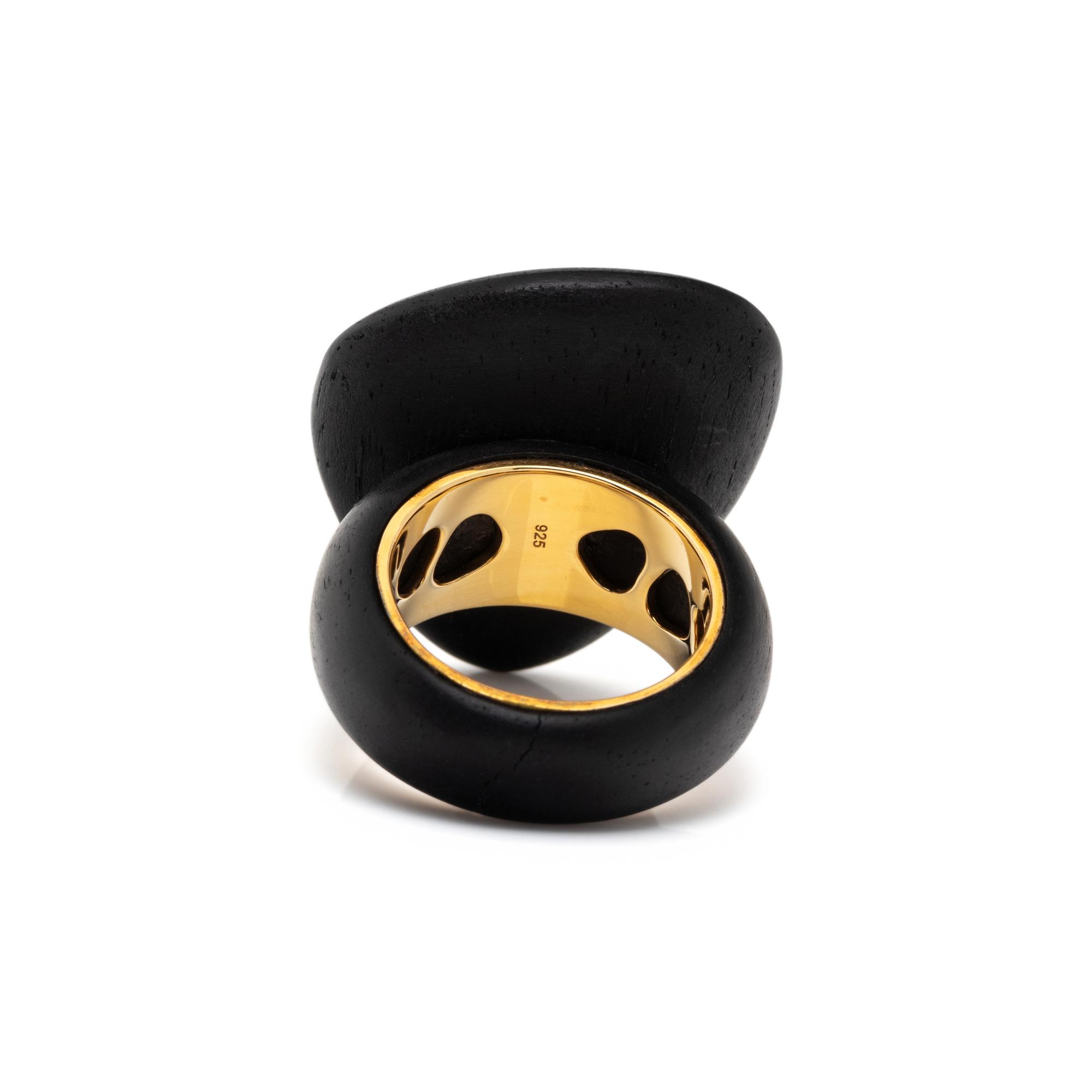 ROBERTO COIN, EBONY WOOD AND DIAMOND 'CAPRI PLUS' RING