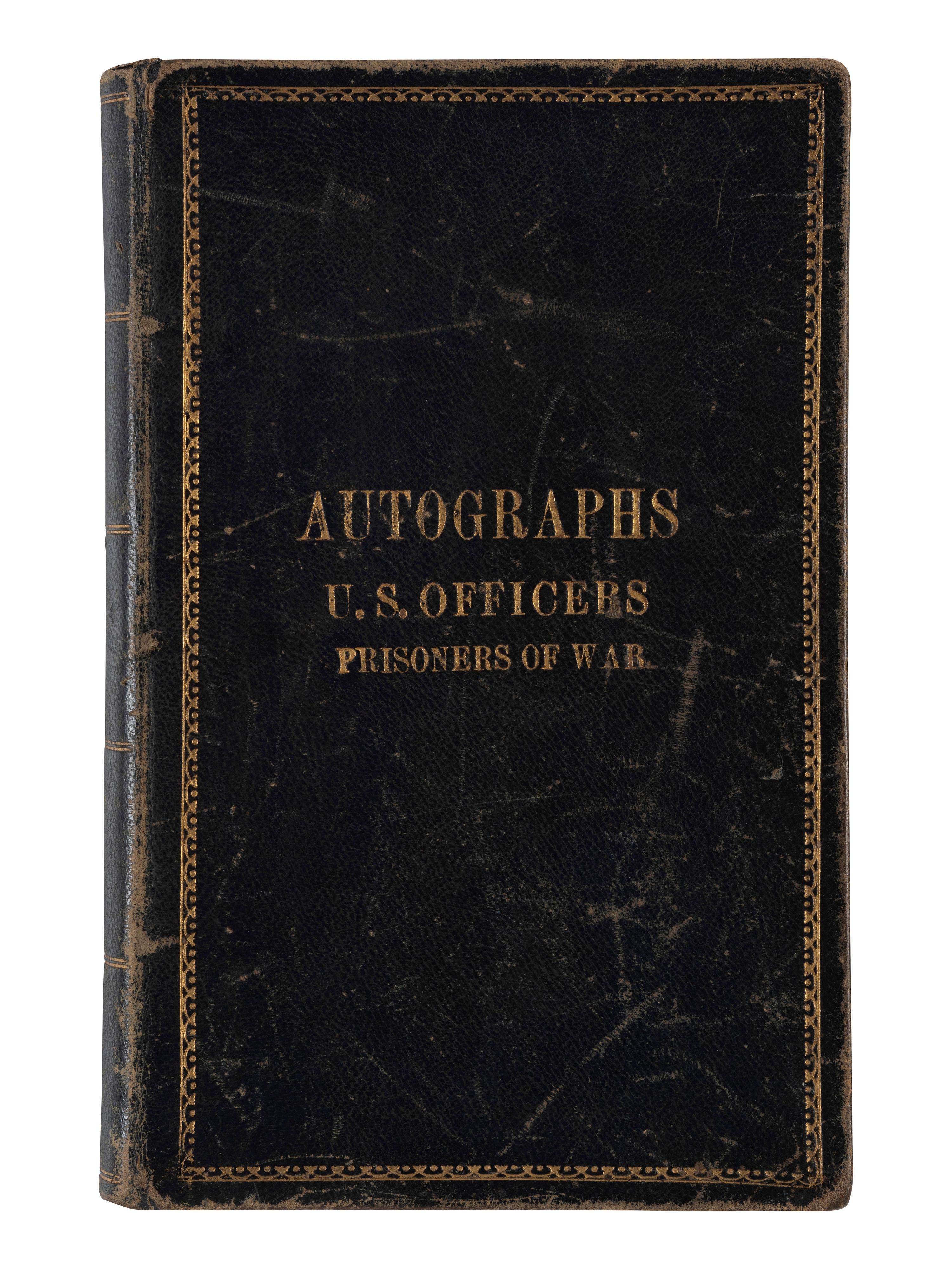 [CIVIL WAR]. Union POW autograph album signed by officers confined at Libby Prison and Bible identified to Capt. Alonzo Martin Keeler, 22nd Michigan Infantry.