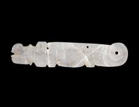 A Costa Rican White-Jade Caiman Bar Pendant