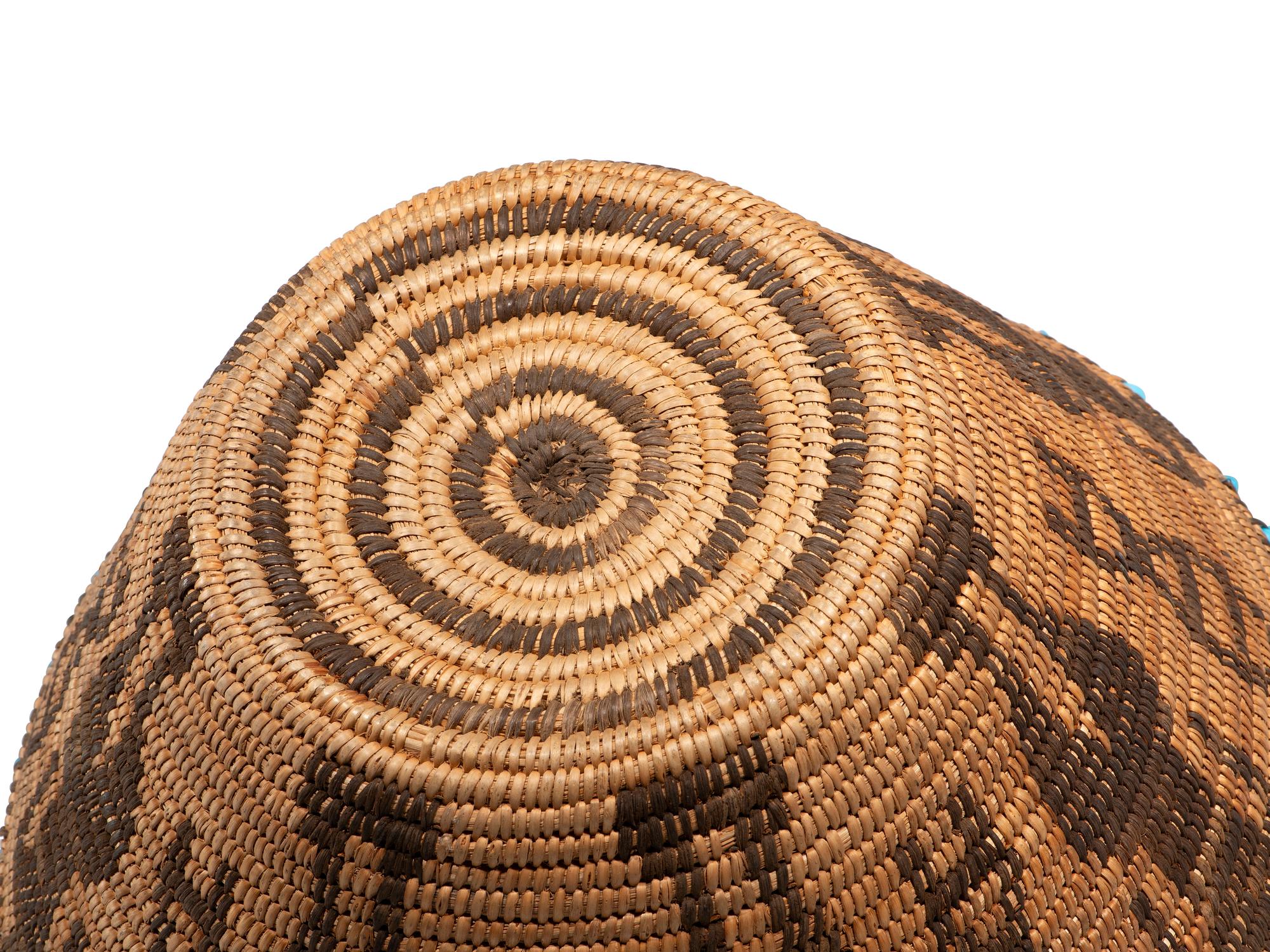 Akimel O'odham Figural Basket, with Blue Padre Beads