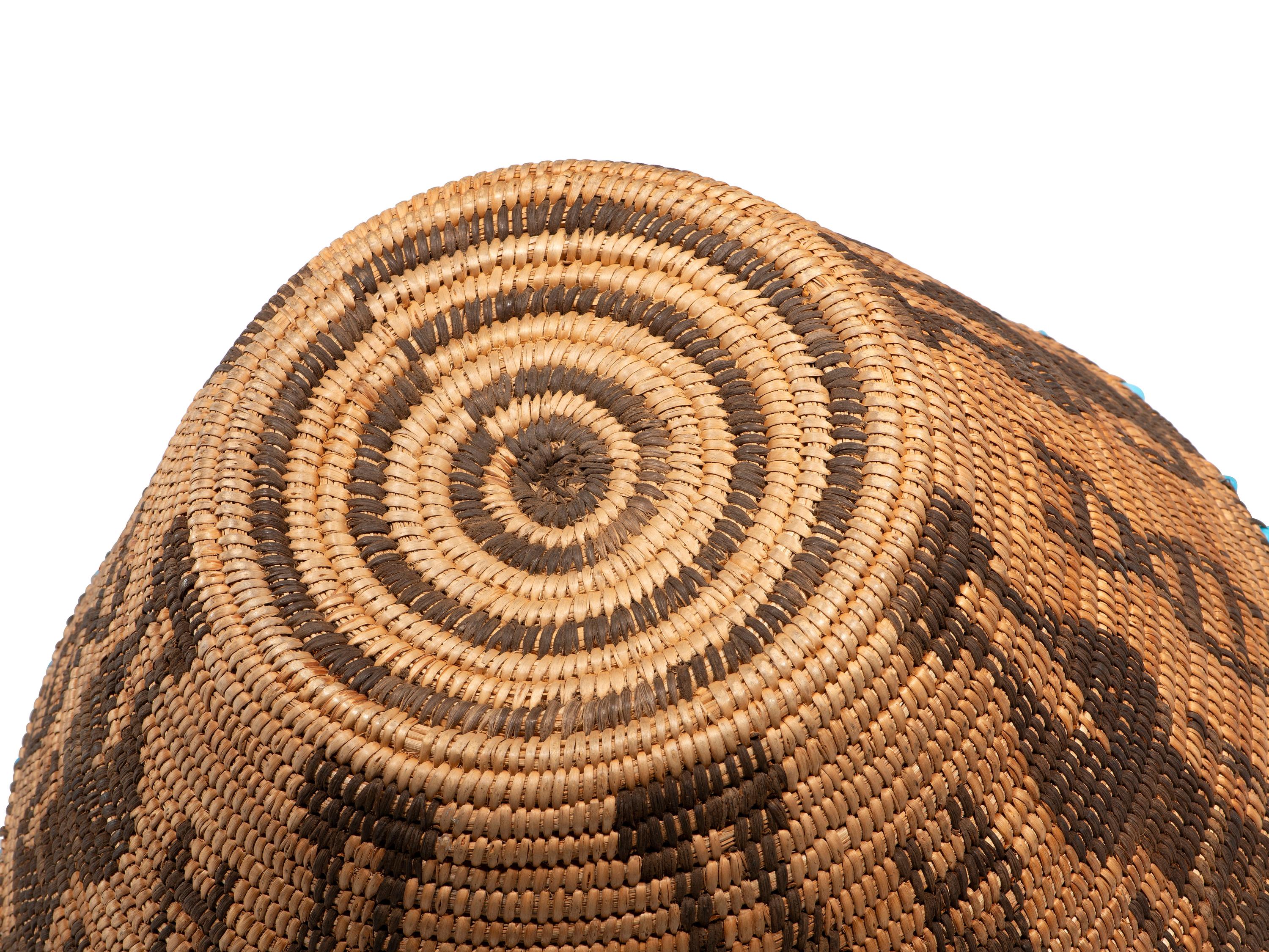 Akimel O'odham Figural Basket, with Blue Padre Beads