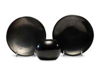 Blackware Plates and Bowl, signed Maria Poveka 1956-1965