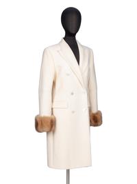 Michael Kors, Sable-Trimmed Cream Coat