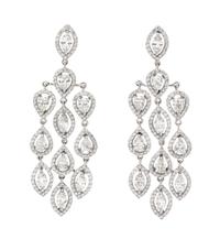 A Pair of White Gold and Diamond Chandelier Earrings, Lugano, 9.10 dwts.
