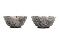 A Pair of Grey and White Jade Bowls