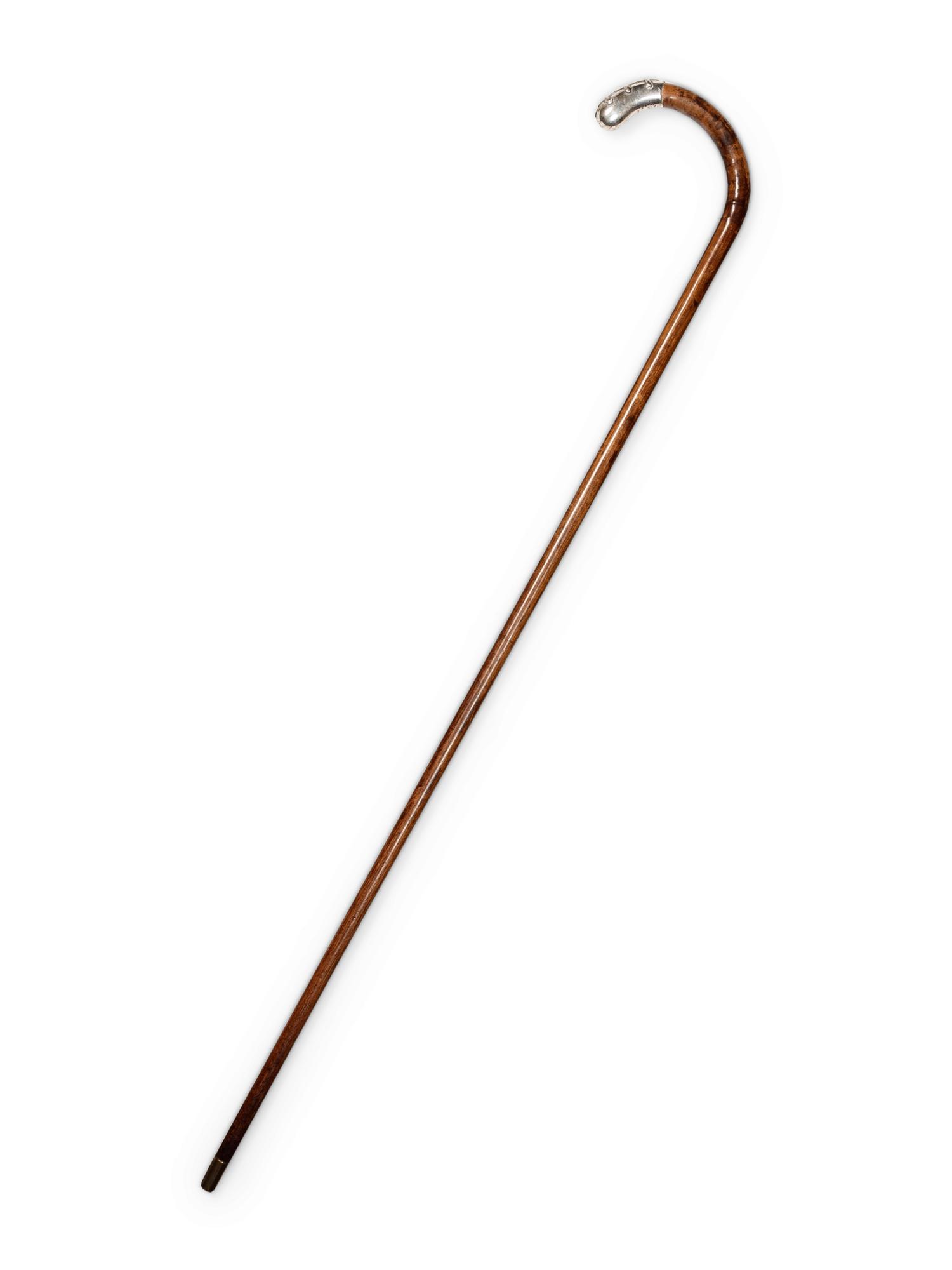A Continental Silver Mounted Hardwood Walking Stick