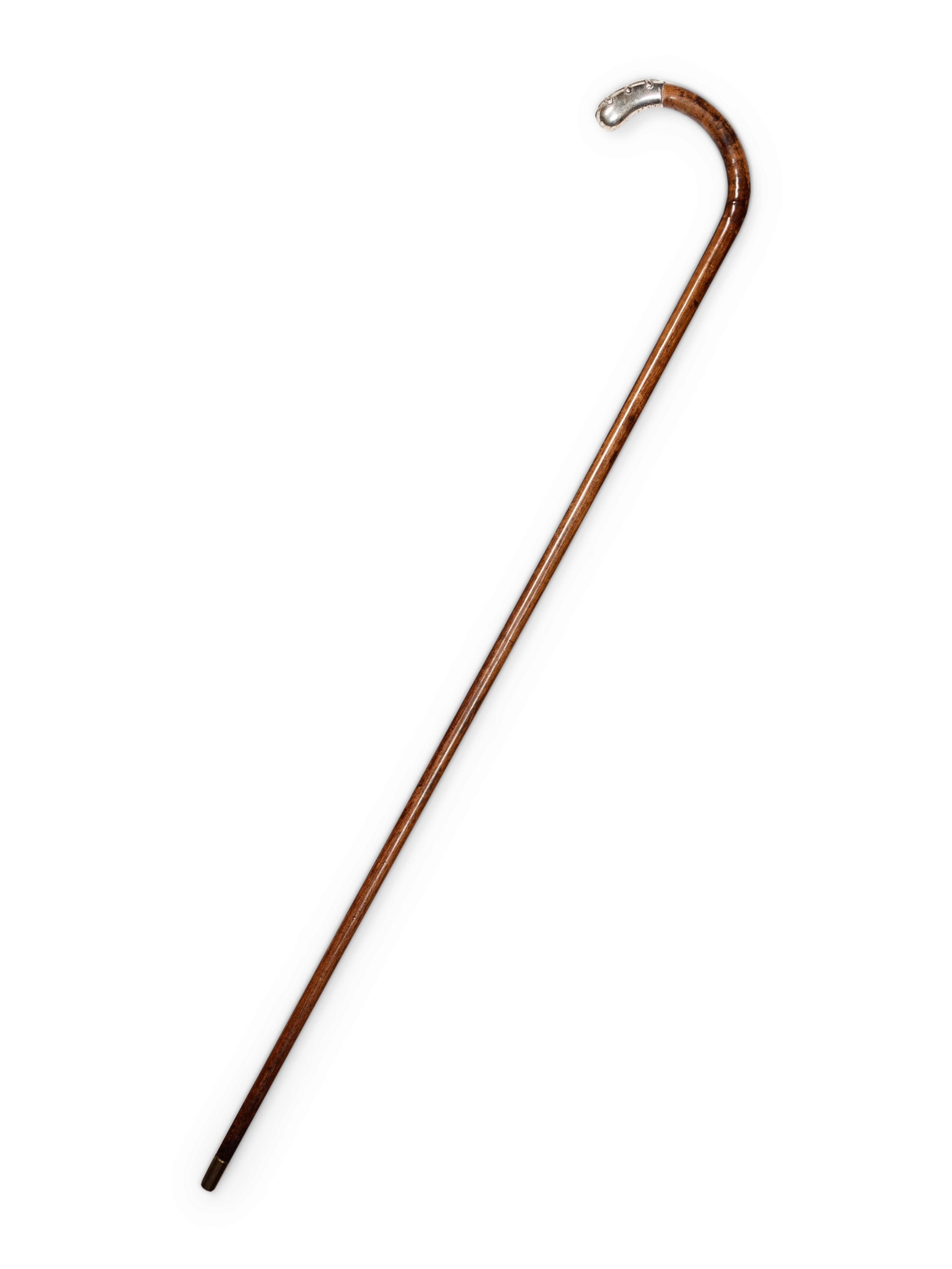A Continental Silver Mounted Hardwood Walking Stick