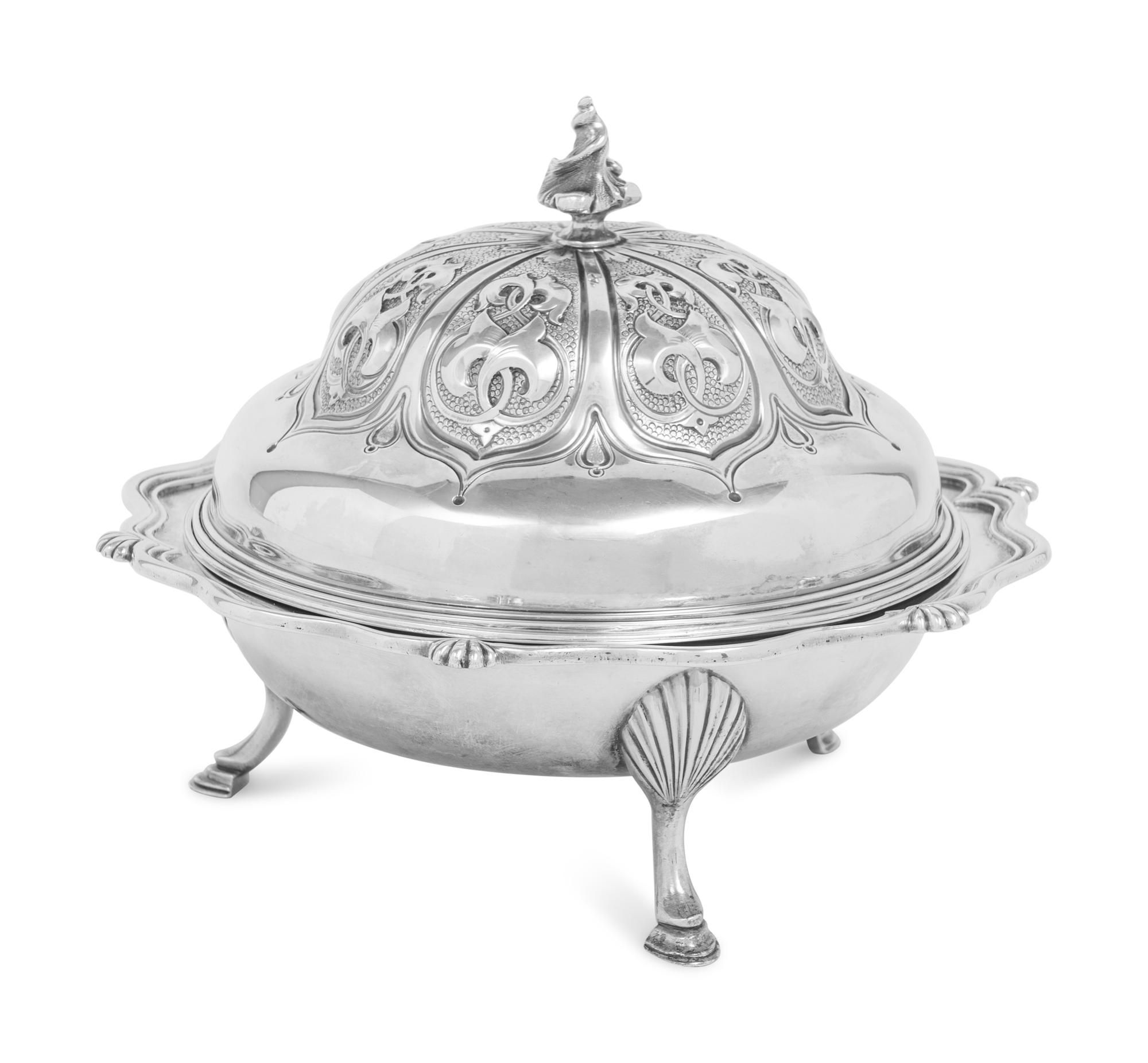 A Tiffany and Co. Silver Butter Dish and Cover
