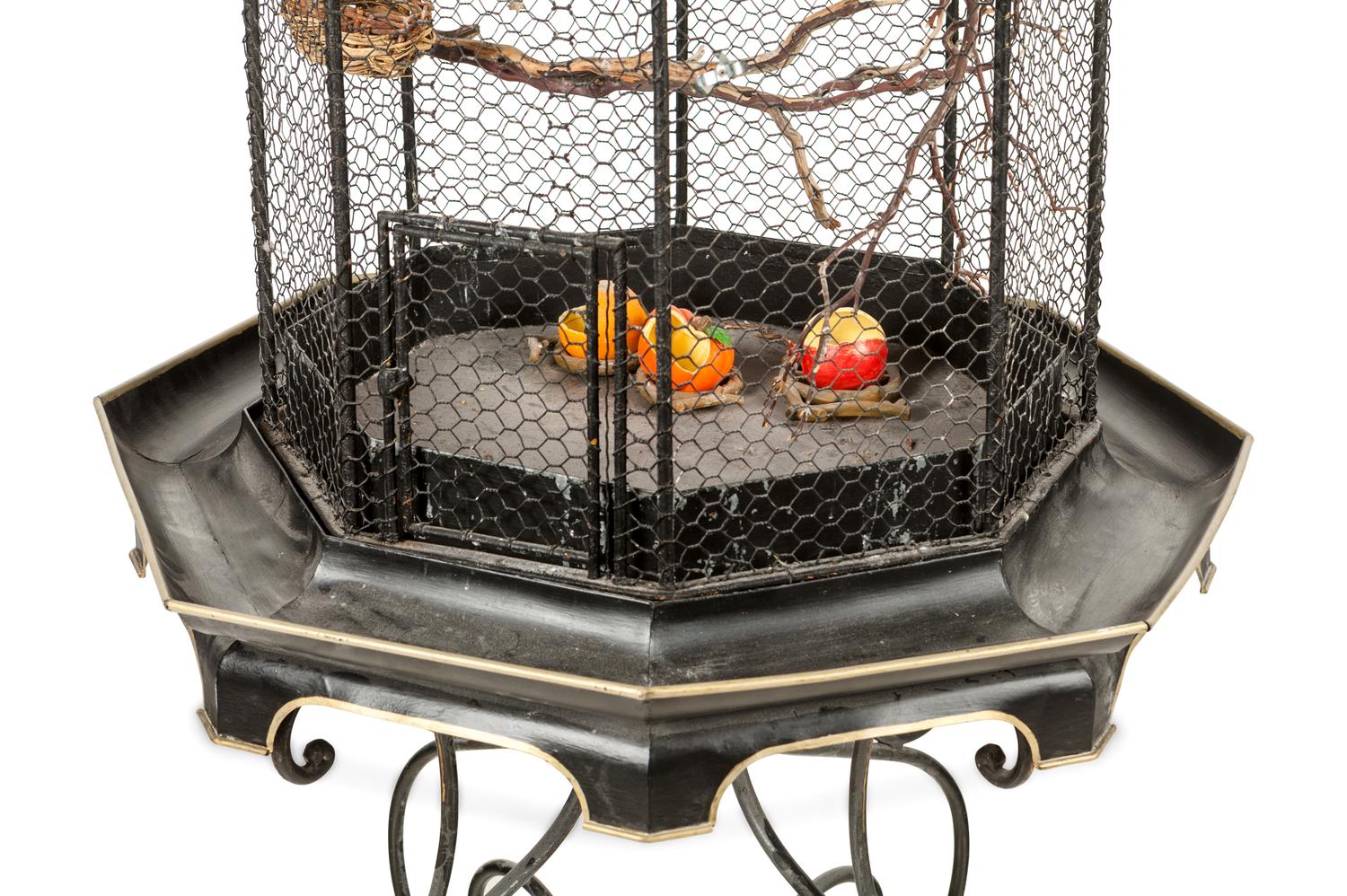 A Chinese Style Bird Cage and Stand