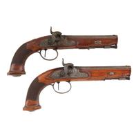 Pair of mid-19th Century Germanic Percussion Target Pistols by A. Dickore of Giessen