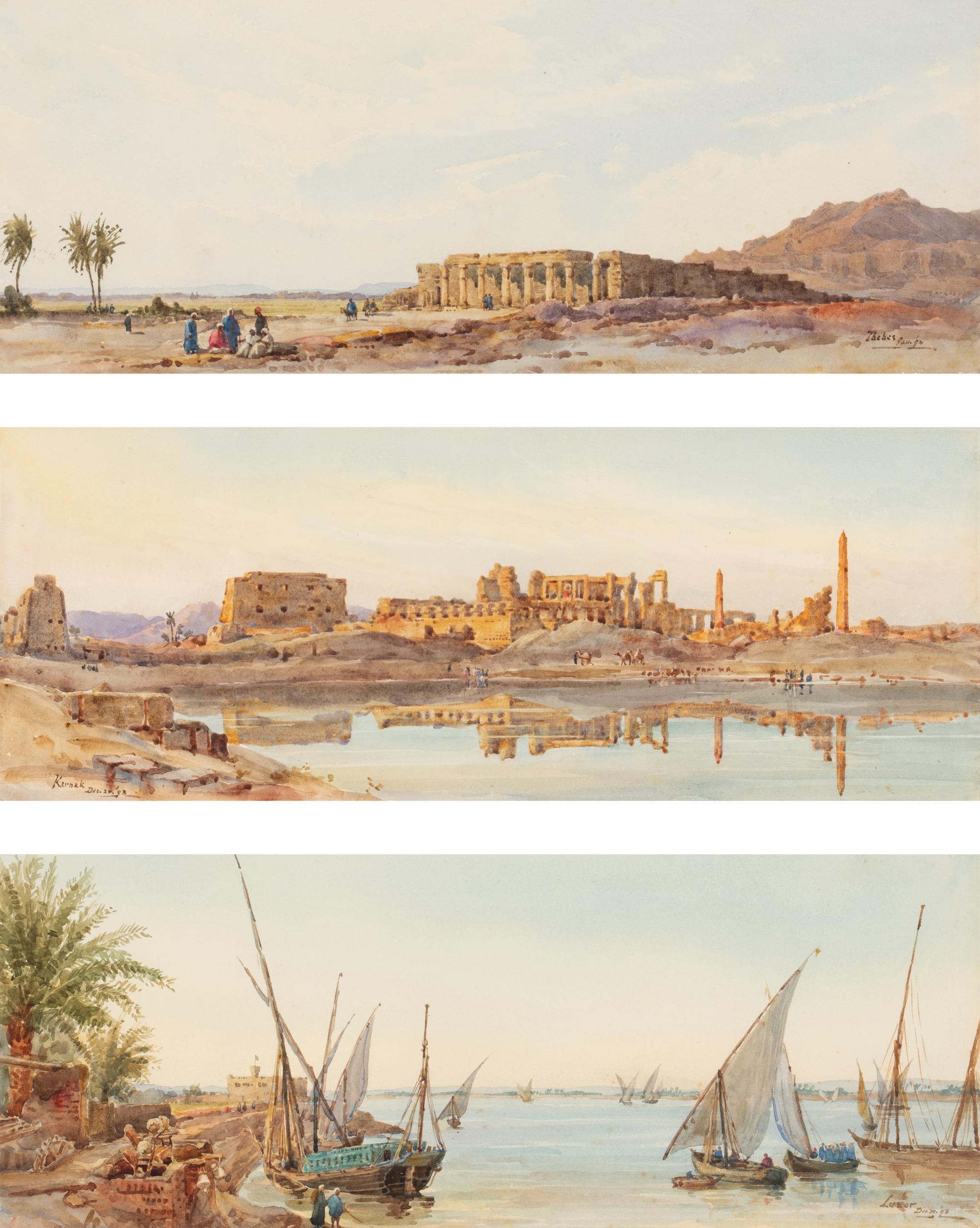 Three Views of Egypt (Thebes, Karnak, and Luxor) , 1893