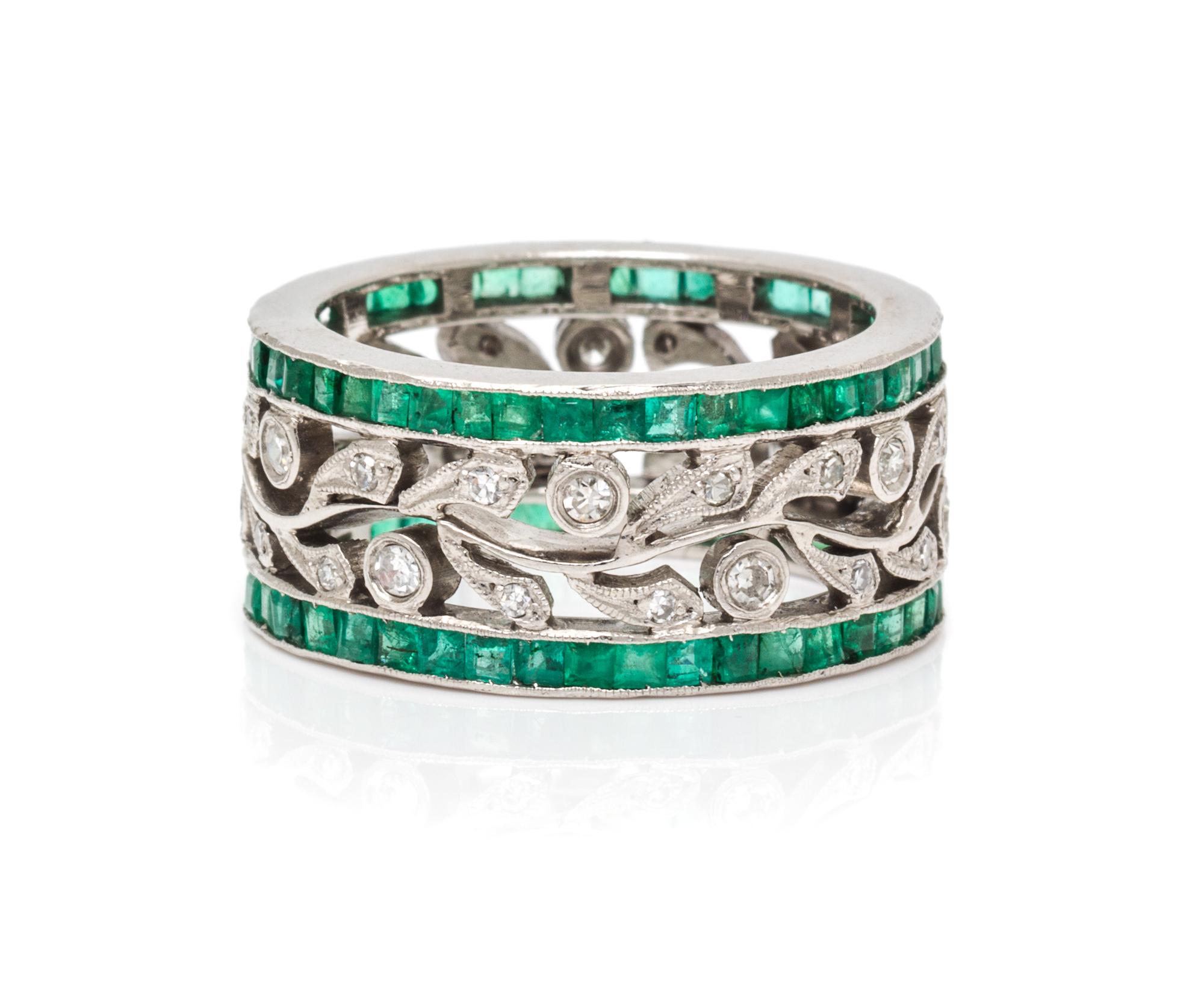 A Platinum, Emerald and Diamond Eternity Band, 7.10 dwts.