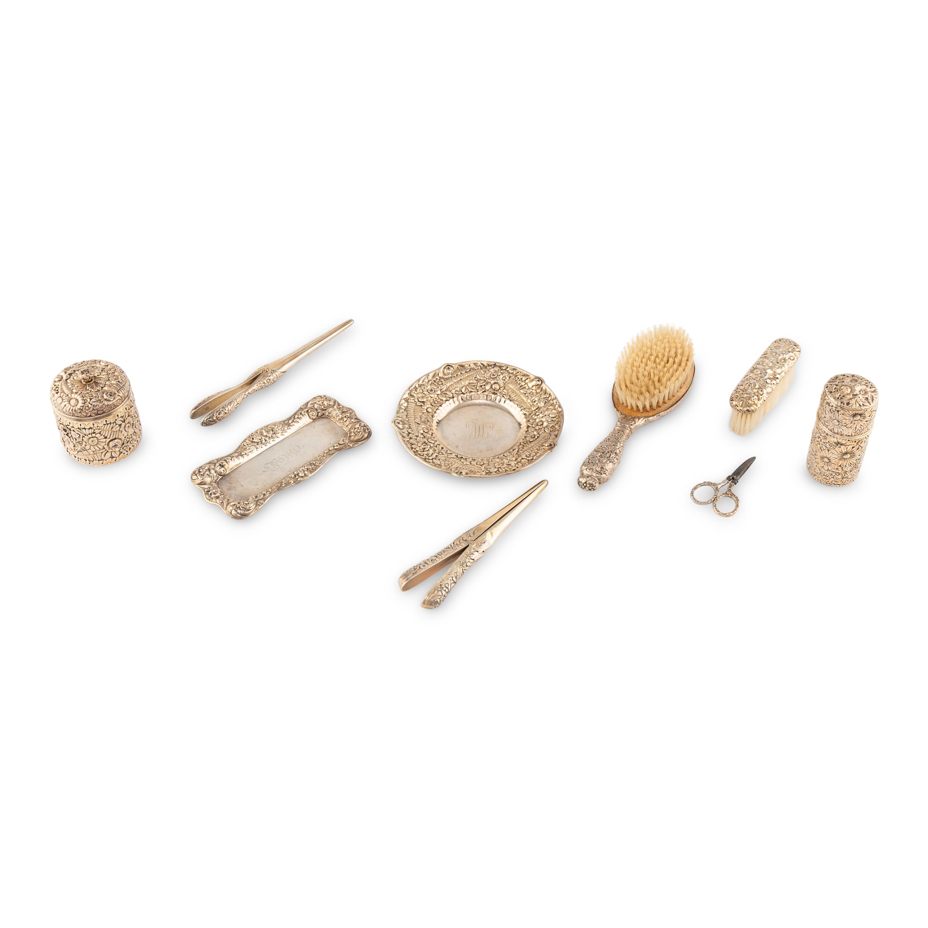 An American Silver Nine-Piece Dresser Set