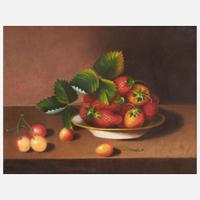 Margaretta Angelica Peale (American, 1795–1882) Still Life with Strawberries in a Plate with Cherries on Tabletop