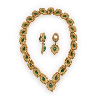 Emerald, Diamond, and Yellow Gold Convertible Demi-Parure