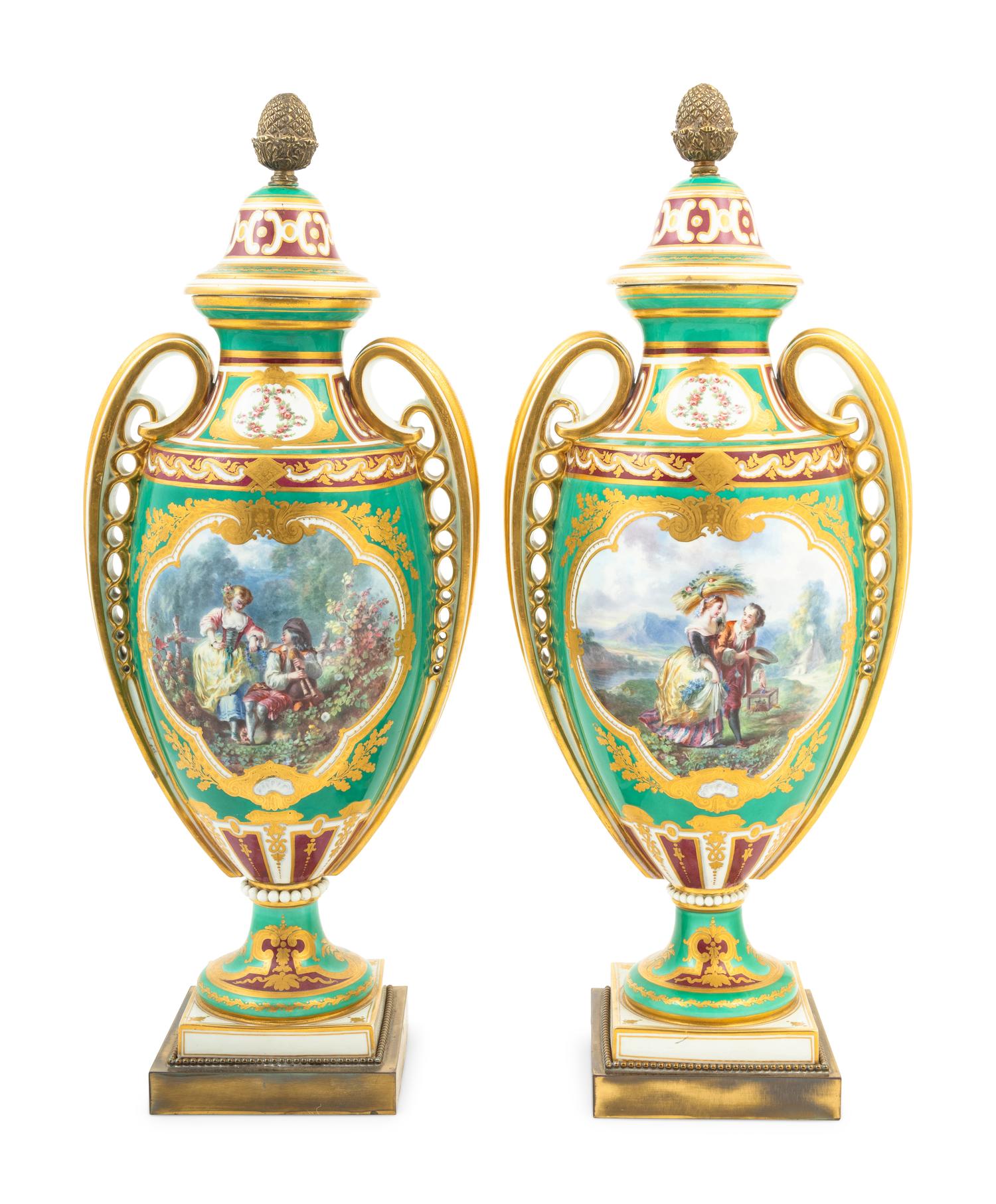 A Pair of Sèvres Style Porcelain Vases