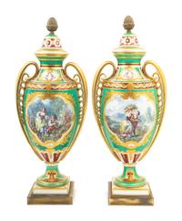 A Pair of Sèvres Style Porcelain Vases
