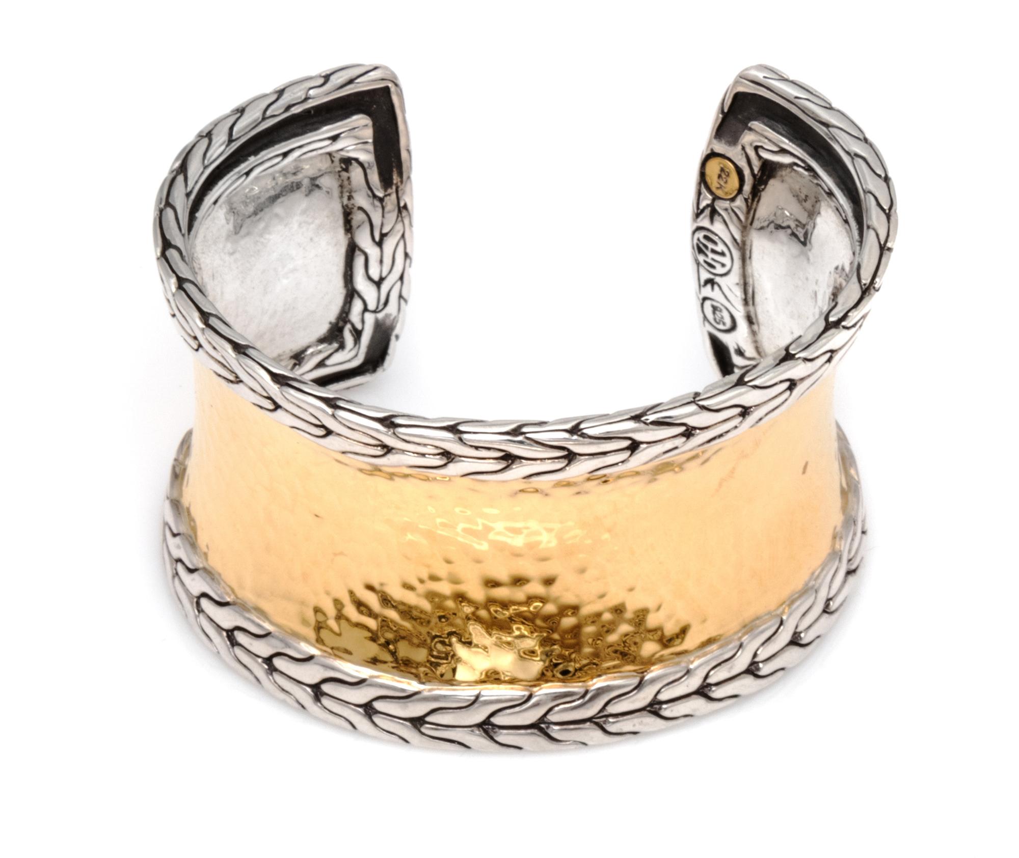 A Sterling Silver and 22 Karat Yellow Gold 'Palu' Cuff Bracelet, John Hardy, 38.70 dwts.