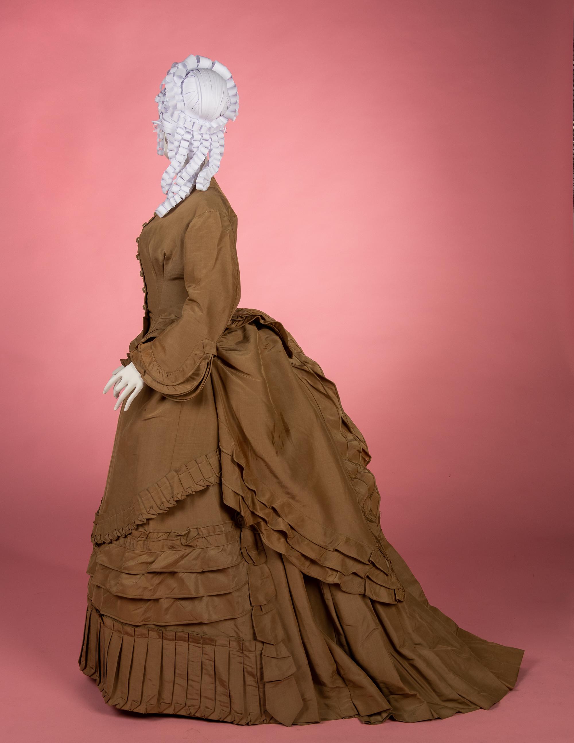Two Silk Taffeta Day Dresses, 1870s