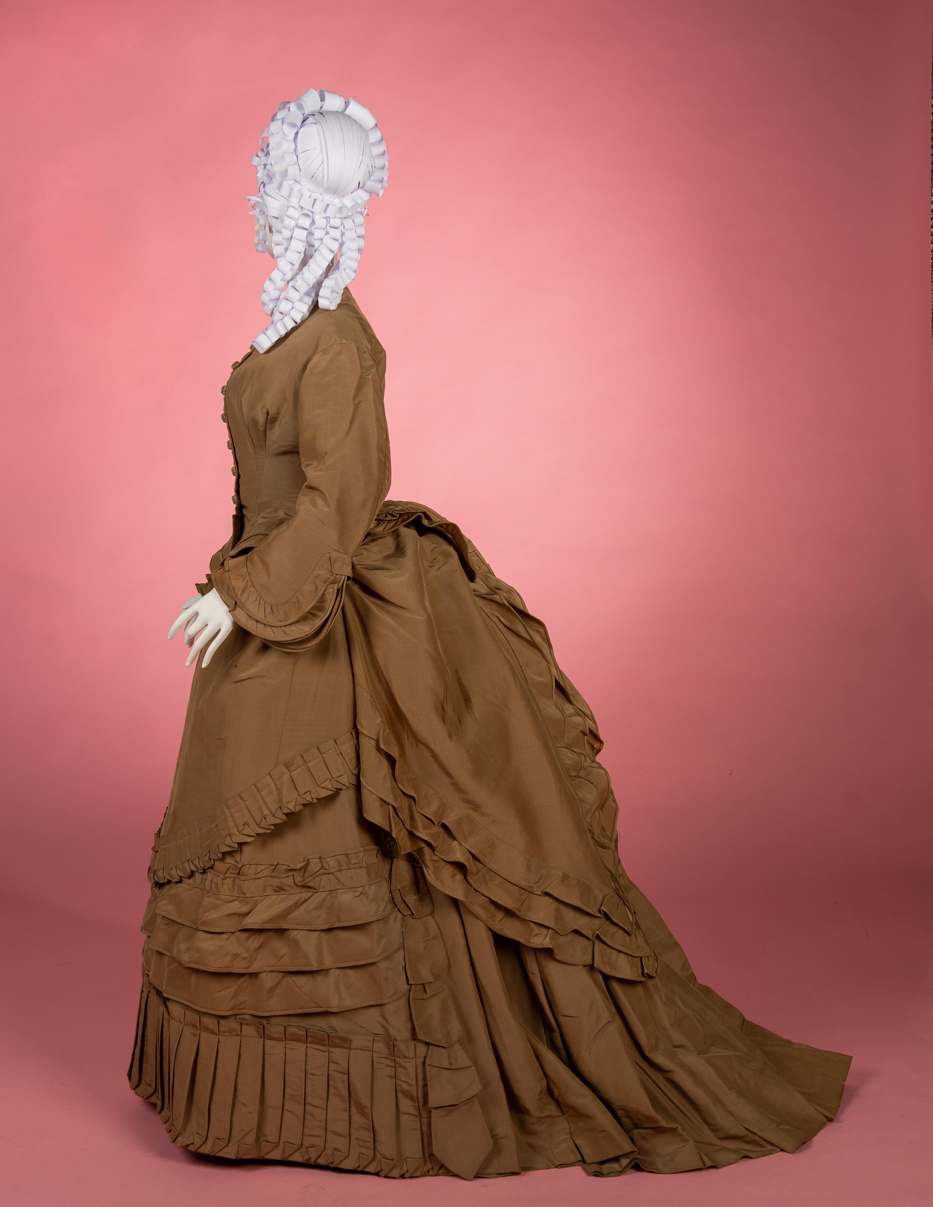 Two Silk Taffeta Day Dresses, 1870s