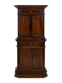 A Small Italian Baroque Walnut Deux Corps Cabinet