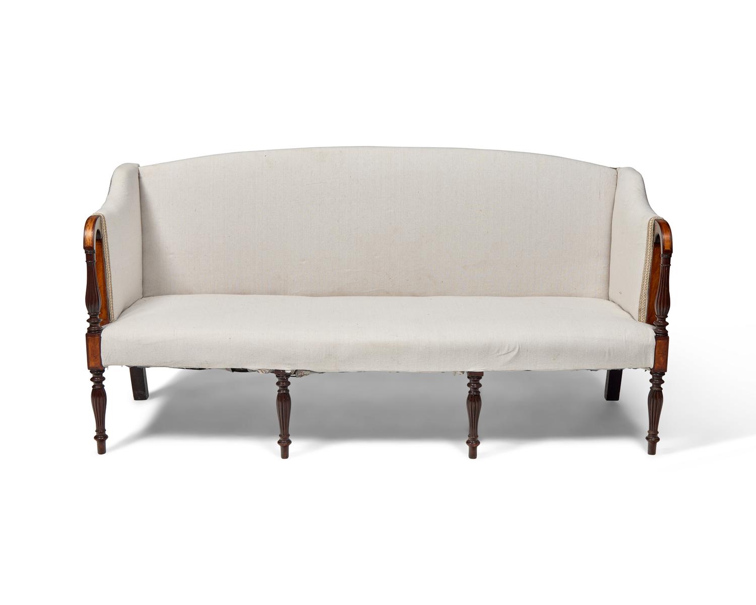 A Federal Carved and Inlaid Mahogany and Birch Sofa