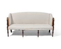 A Federal Carved and Inlaid Mahogany and Birch Sofa