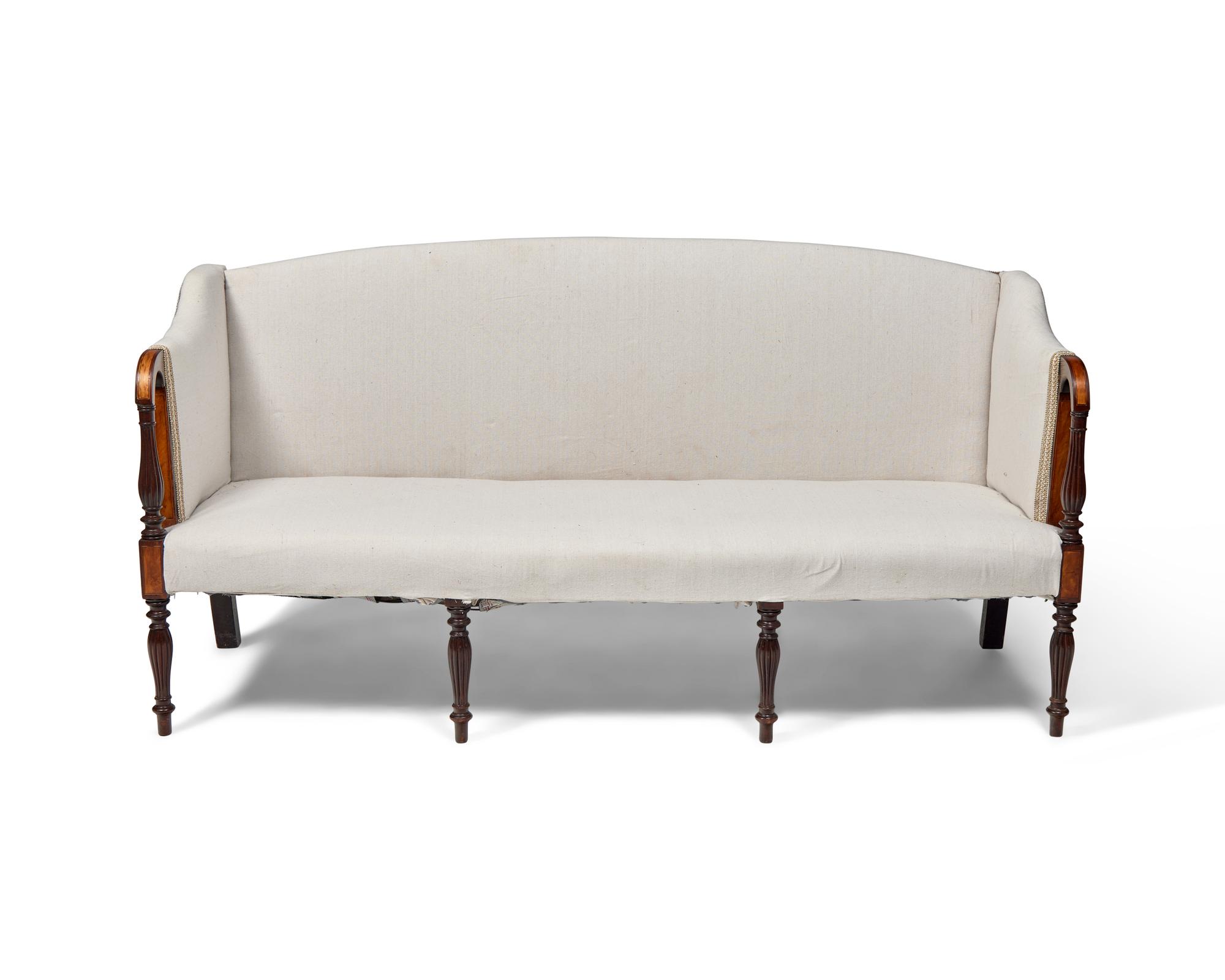 A Federal Carved and Inlaid Mahogany and Birch Sofa