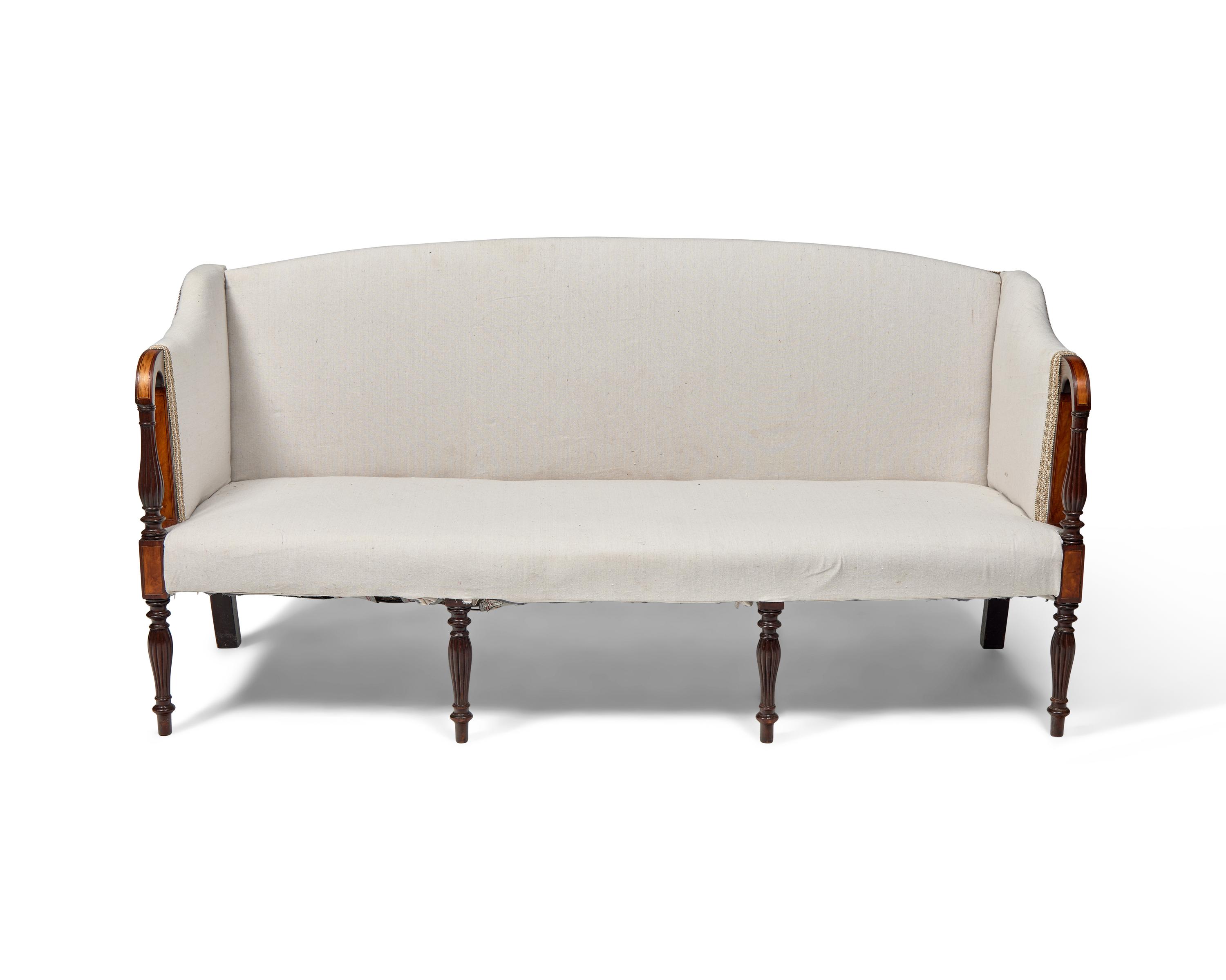 A Federal Carved and Inlaid Mahogany and Birch Sofa